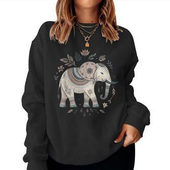 Boho Safari Animal Mandala Elephant Indian Zen Mindfulness Women Sweatshirt | Mazezy