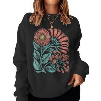 Botanical Boho Daisy Flower Retro Floral Wildflower Gardener Women Sweatshirt - Thegiftio