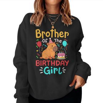 Brother Of The Birthday Girl Capybara Bday Family Matching Women Sweatshirt - Monsterry
