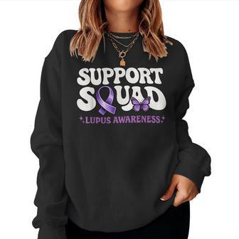 Butterfly Lupus Awareness Purple Ribbon Support Squad Women Sweatshirt - Thegiftio