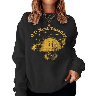 C U Next Tuesday Vintage Retro Foodie Sarcastic Acronym Women Sweatshirt - Thegiftio UK
