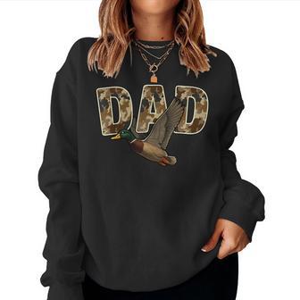 Camouflage Vintage Mallard Duck Retro Camo Hunting Dad Women Sweatshirt - Thegiftio UK