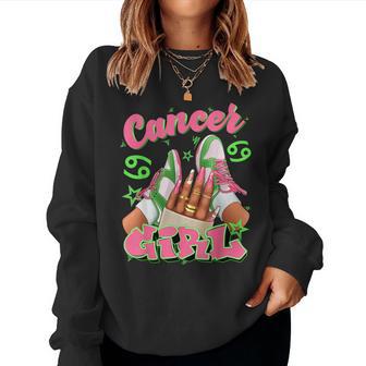 Cancer Girl Birthday Queen Sneakers Astrology Zodiac Women Sweatshirt - Monsterry