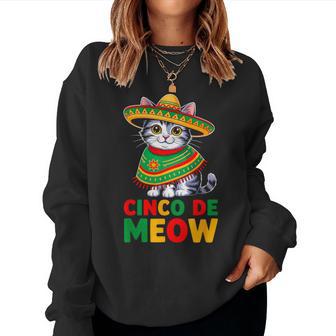 Cat Cinco De Mayo Party Mexican Boys Girls Cinco De Meow Women Sweatshirt - Thegiftio UK