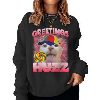 Cat Meme Greetings Huzz Silly Cat Lover For Mom Women Sweatshirt | Seseable UK
