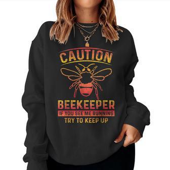 Caution Bee Keeper Divertente Apiary Bee Honey Graphic Women Sweatshirt - Novitaregali