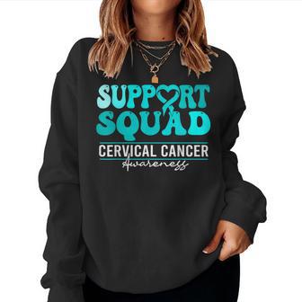 Cervical Cancer Awareness Support Squad Groovy Cervical Women Sweatshirt | Mazezy