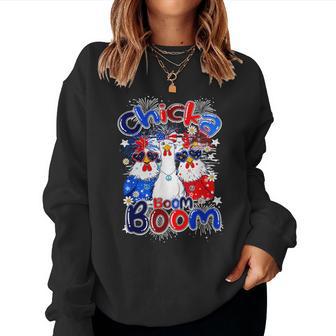 Chicka Boom Boom Chicken Patriotic 4Th Of July Women Sweatshirt - Monsterry