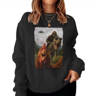 Chicken Bigfoot T-Rex Ufo Selfie Women Sweatshirt - Thegiftio UK