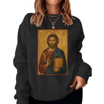 Christian Orthodox Jesus Christ Icon Women Sweatshirt - Thegiftio UK