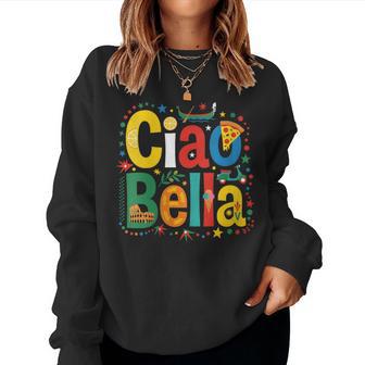 Ciao Bella Arte Retro Italiano Estilo Mediterráneo Cuello Sudadera Mujer - Regaloses