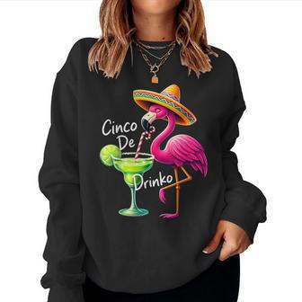 Cinco De Drinko Famingo Drinking Cinco De Mayo Women Sweatshirt - Thegiftio