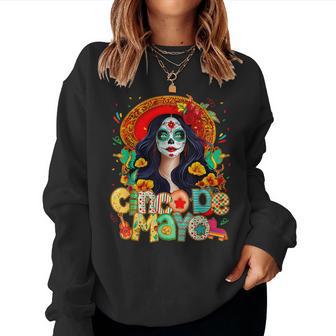Cinco De Mayo Mexican Fiesta 5 De Mayo Sugar Skull Women Sweatshirt - Thegiftio UK