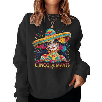 Cinco De Mayo Skull With Sombrero Girls Women Sweatshirt - Thegiftio UK