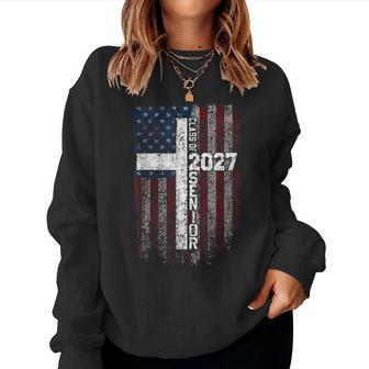 Class Of 2027 Senior Christian American Flag Graduation 2027 Women Sweatshirt - Thegiftio UK