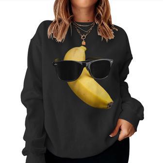 Cool Banana Con Gafas Deol Fruta Divertida Sudadera Mujer - Regaloses