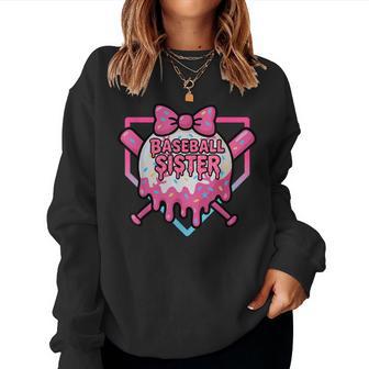 Cool Family Baseball Sister Love Cheer Melting Illustration Women Sweatshirt - Thegiftio UK
