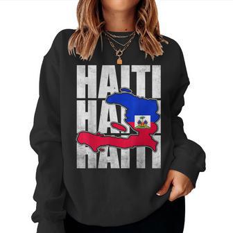 Cool Happy Haitian Flag Day Haiti Map Pride Kids Women Sweatshirt - Thegiftio