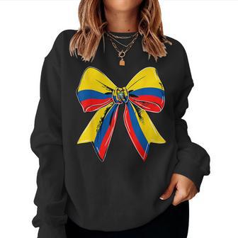 Coquette Bow Ecuador Flag Ecuadorian Girls Roots Pride Women Sweatshirt - Thegiftio UK
