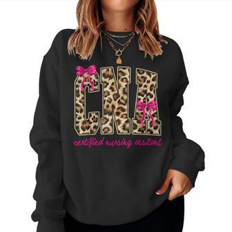 Coquette Cna Nurse Leopard Certified Nursing Assistant Women Sweatshirt | Mazezy