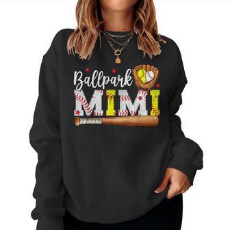 Cute Ballpark Mimi Softball Mimi Baseball Mimi Grandma Women Sweatshirt - Monsterry