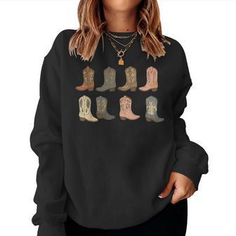 Cute Country Cowgirl Boots Cowboy Western Vintage Women Sweatshirt - Monsterry