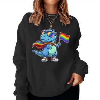 Cute Dinosaur Rainbow Lgbtq Gay Pride Dino Boys Toddler Kids Women Sweatshirt - Thegiftio UK