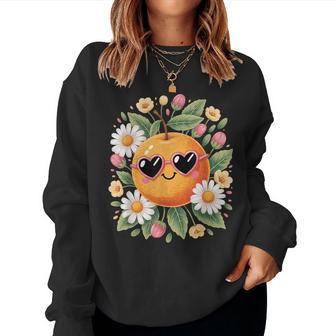 Cute Orange With Flower For & Girls Oranges Fruit Women Sweatshirt - Thegiftio UK