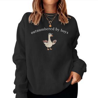 Cute Outnumbered By Boys Goose Boy Mama Women Sweatshirt - Thegiftio UK
