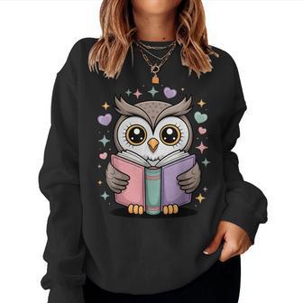 Cute Reading Owl Book Lover Teacher Librarian Bookworm Women Sweatshirt - Thegiftio