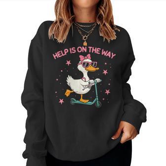 Cute Scooter Goose School Nurse Help Is On The Way Women Sweatshirt - Thegiftio UK