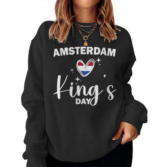 Día Del Rey Bandera Holanda Corazón Koningsdag Amsterdam Cuello Sudadera Mujer - Regaloses