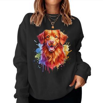 Donna Novacotia Duck Tolling Retriever Dog Acquerello Opera D'arte Con Collo A Women Sweatshirt - Novitaregali