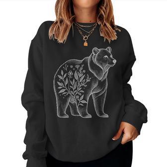 Donna Orso Floreale Con Disegno Di Arte Grafica Floreale Per Donne Con Collo A Women Sweatshirt - Novitaregali