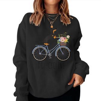 Doxycycline Pharmacy Pun Dachshund On Bicycle Flower Women Sweatshirt - Thegiftio UK