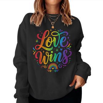 El Amor Gana El Orgullo Gay Lgbtq Igualdad Aliado Rainbow In Mangas Sudadera Mujer - Regaloses
