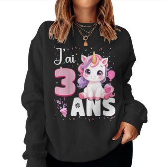 Enfant Fille 3 Ans Licorne Fille Anniversaire 3 Ans J'ai 3 Ans Sweat-shirt pour femme - Cadeauxyz