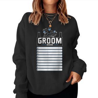 Enterrement Deie De Garçon Avec Liste De Contrôle Mission Du Marié Humoristique Sweat-shirt pour femme - Cadeauxyz