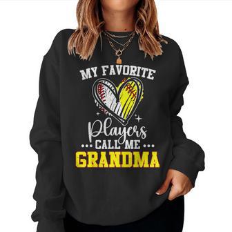 My Favorite Baseball Softball Players Call Me Grandma Heart Women Sweatshirt - Thegiftio UK