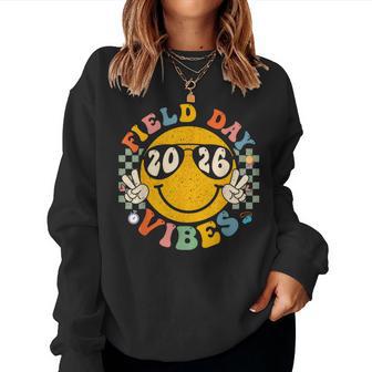 Field Day 2026 Vibes Groovy Smile Face Checkered Women Sweatshirt - Monsterry