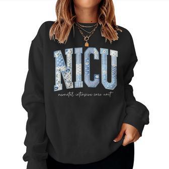Floral Nicu Nurse Patchwork Neonatal Intensive Care Unit Women Sweatshirt - Thegiftio UK