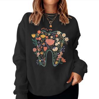 Floral Tooth Boho Flower Dental Student Dental Assistant Women Sweatshirt - Thegiftio