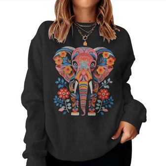 Flower Elephant With Floral Graphic For Mom Girl Ns Women Women Sweatshirt - Thegiftio UK