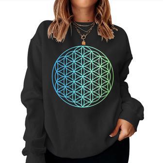 Flower Of Life 宇宙のポジティブなエネルギー フラワーオブライフ 長袖tシャツ レディーススウェットシャツ - Kawaiitshirt
