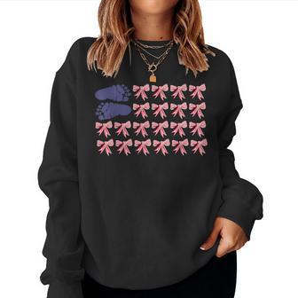 Footprint Coquette Mother Baby Nurse 4Th July Usa Flag Nicu Women Sweatshirt - Thegiftio UK