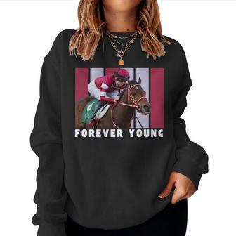 Forever Young Horse、競馬、デルマール、サンタアニタ 長袖tシャツ レディーススウェットシャツ - Kawaiitshirt