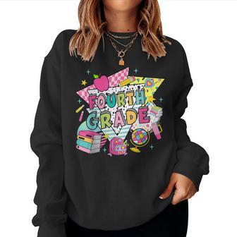 Fourth Grade Teachers Students Retro 90S Back To School Women Sweatshirt - Thegiftio UK