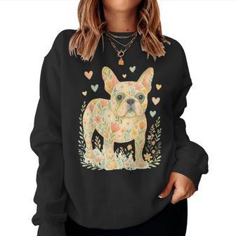 French Bulldog Floral Cute Frenchie Lover Dog Mom Women Sweatshirt - Thegiftio UK