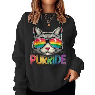 Cat Gay Pride T Rainbow Sunglasses Lgbtq Lgbt Women Sweatshirt | Seseable UK