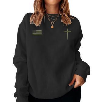 Christian Jesus Christ Three Nails Cross American Flag Women Sweatshirt | Seseable UK